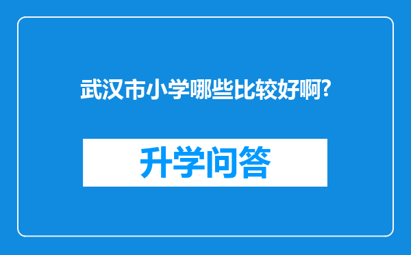 武汉市小学哪些比较好啊?