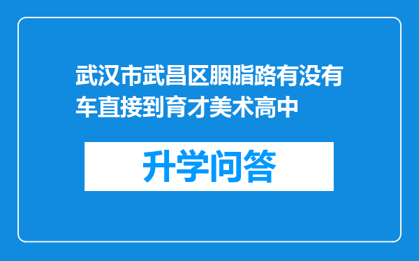 武汉市武昌区胭脂路有没有车直接到育才美术高中