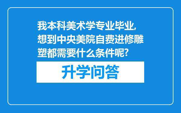 我本科美术学专业毕业,想到中央美院自费进修雕塑都需要什么条件呢?