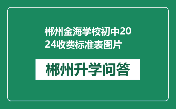 郴州金海学校初中2024收费标准表图片