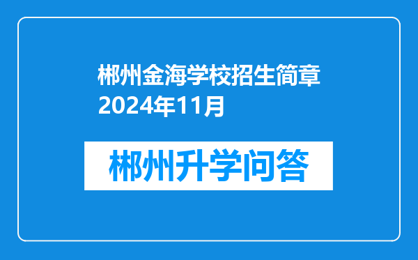 郴州金海学校招生简章2024年11月