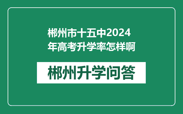 郴州市十五中2024年高考升学率怎样啊