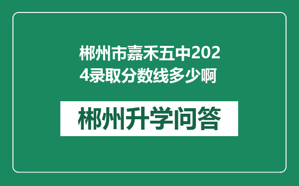 郴州市嘉禾五中2024录取分数线多少啊