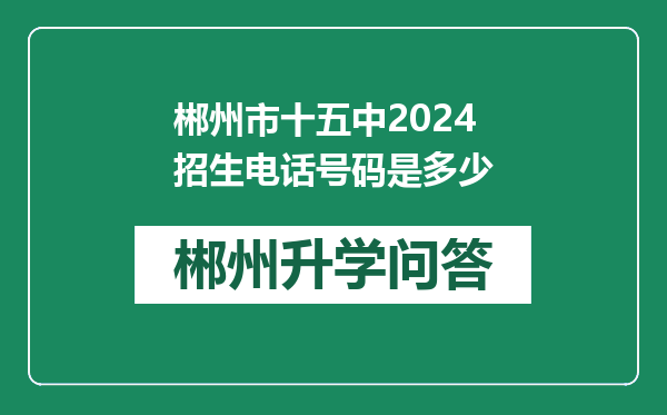 郴州市十五中2024招生电话号码是多少