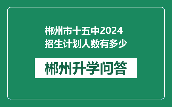郴州市十五中2024招生计划人数有多少