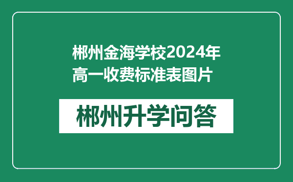 郴州金海学校2024年高一收费标准表图片