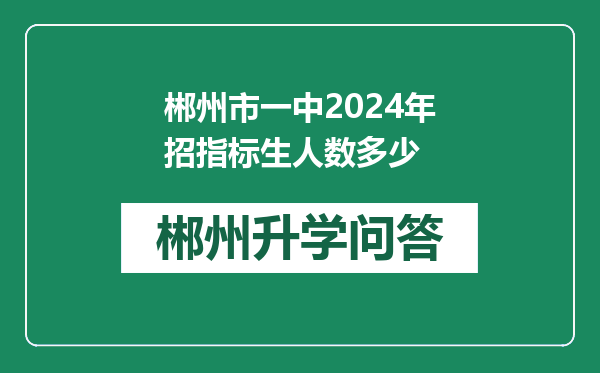 郴州市一中2024年招指标生人数多少