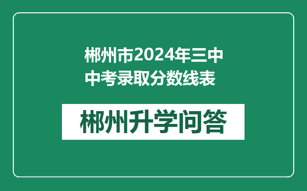 郴州市2024年三中中考录取分数线表