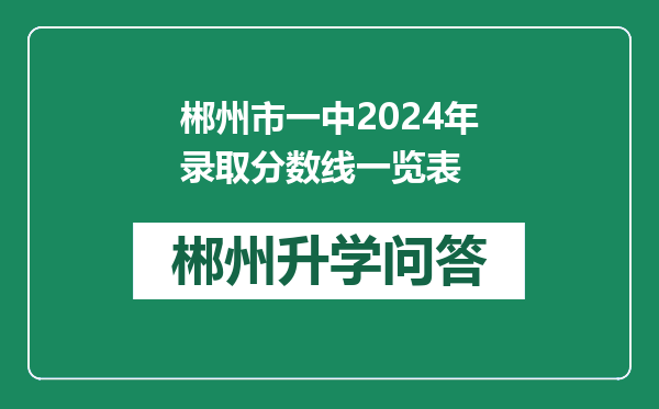 郴州市一中2024年录取分数线一览表