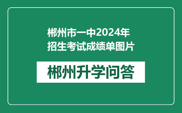 郴州市一中2024年招生考试成绩单图片