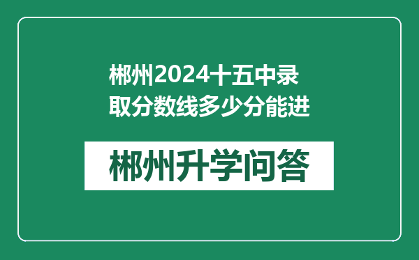 郴州2024十五中录取分数线多少分能进