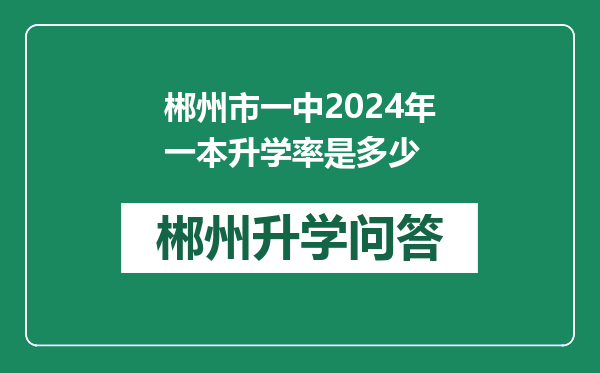郴州市一中2024年一本升学率是多少