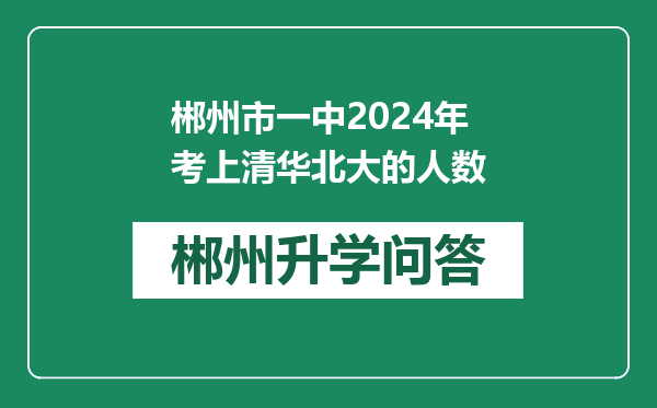 郴州市一中2024年考上清华北大的人数