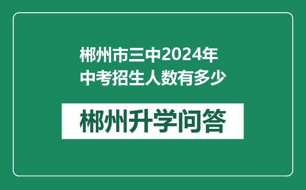 郴州市三中2024年中考招生人数有多少