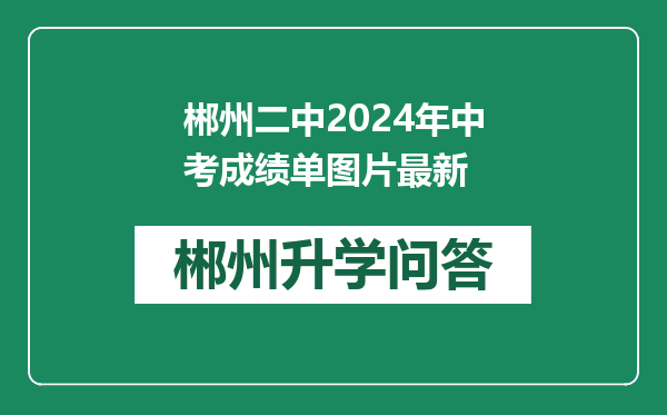 郴州二中2024年中考成绩单图片最新