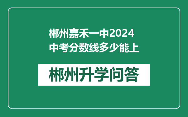 郴州嘉禾一中2024中考分数线多少能上