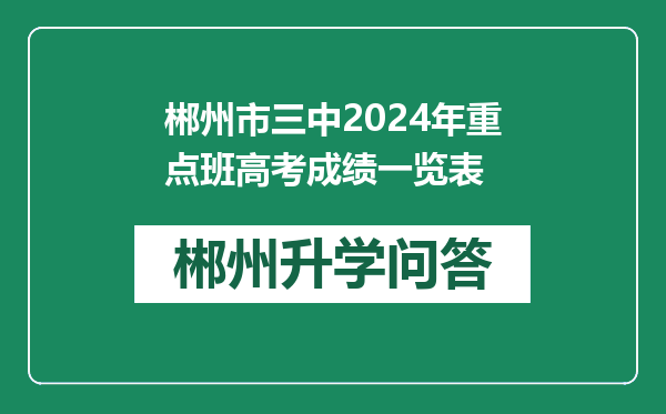 郴州市三中2024年重点班高考成绩一览表