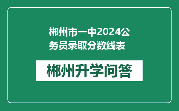 郴州市一中2024公务员录取分数线表