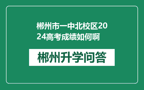 郴州市一中北校区2024高考成绩如何啊