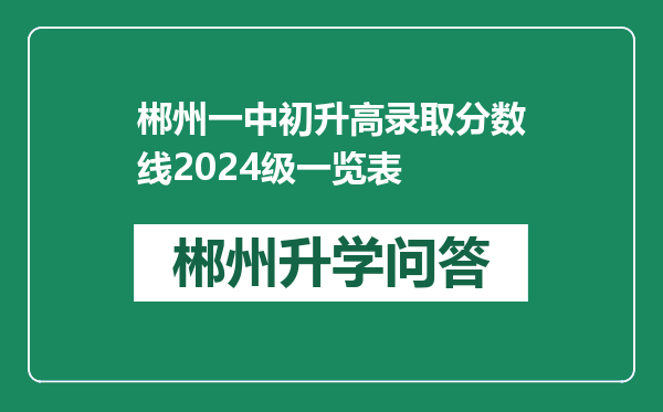 郴州一中初升高录取分数线2024级一览表