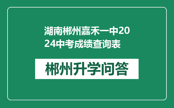 湖南郴州嘉禾一中2024中考成绩查询表