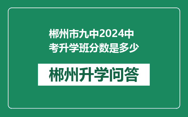 郴州市九中2024中考升学班分数是多少