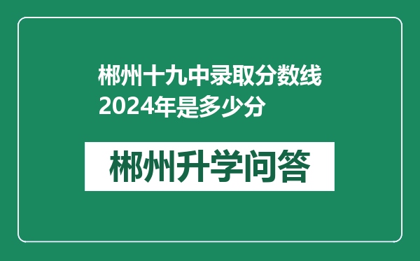 郴州十九中录取分数线2024年是多少分