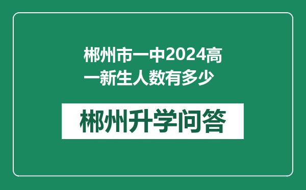 郴州市一中2024高一新生人数有多少