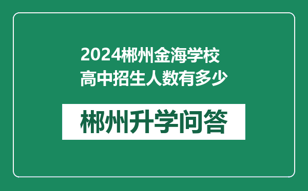 2024郴州金海学校高中招生人数有多少