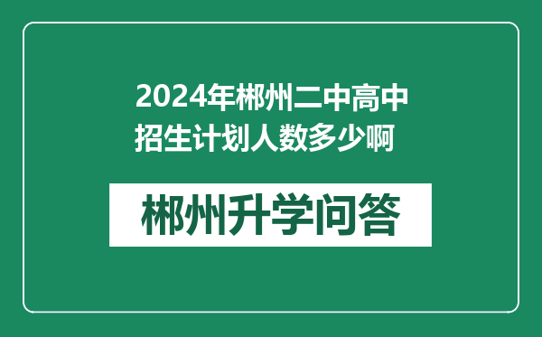 2024年郴州二中高中招生计划人数多少啊