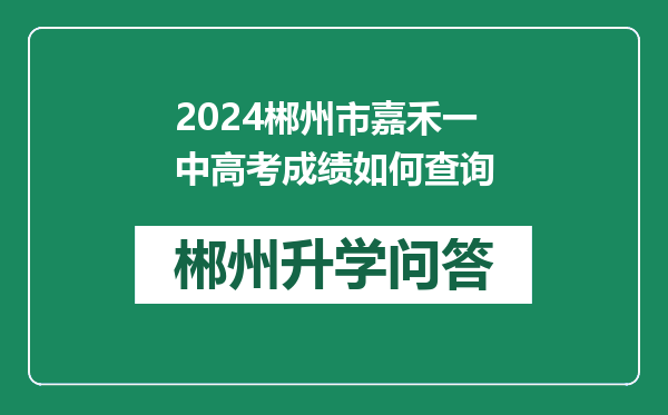 2024郴州市嘉禾一中高考成绩如何查询
