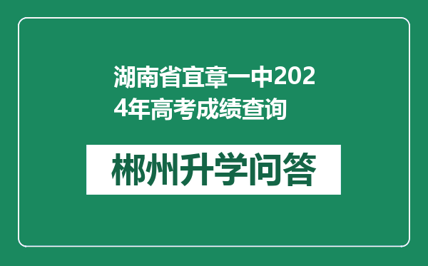 湖南省宜章一中2024年高考成绩查询