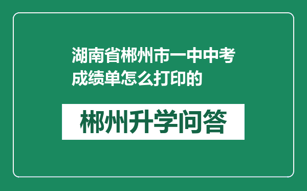湖南省郴州市一中中考成绩单怎么打印的