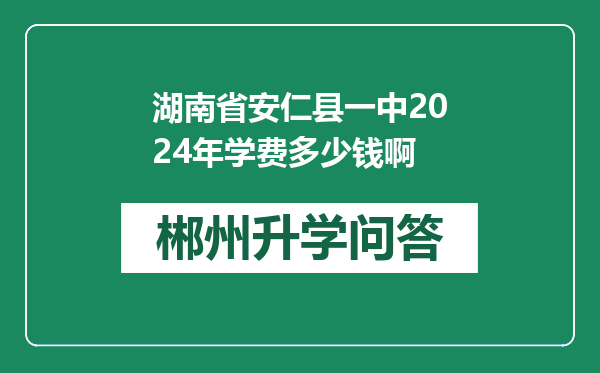 湖南省安仁县一中2024年学费多少钱啊