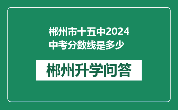 郴州市十五中2024中考分数线是多少