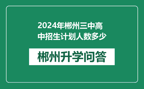2024年郴州三中高中招生计划人数多少