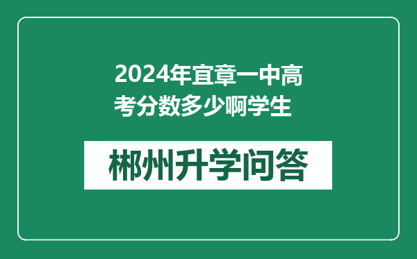 2024年宜章一中高考分数多少啊学生
