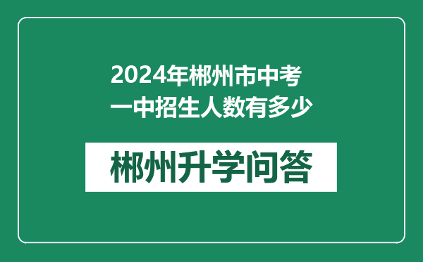 2024年郴州市中考一中招生人数有多少