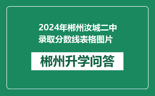 2024年郴州汝城二中录取分数线表格图片
