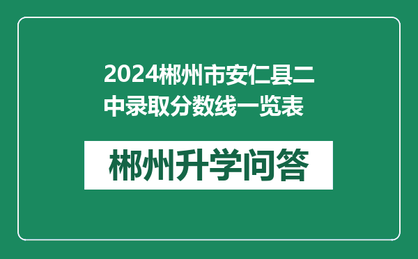 2024郴州市安仁县二中录取分数线一览表