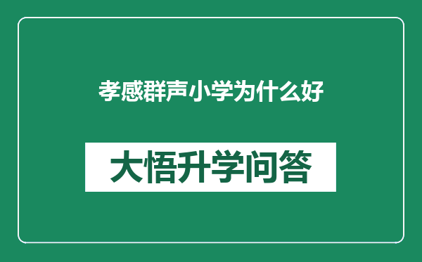 孝感群声小学为什么好