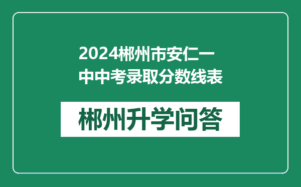 2024郴州市安仁一中中考录取分数线表