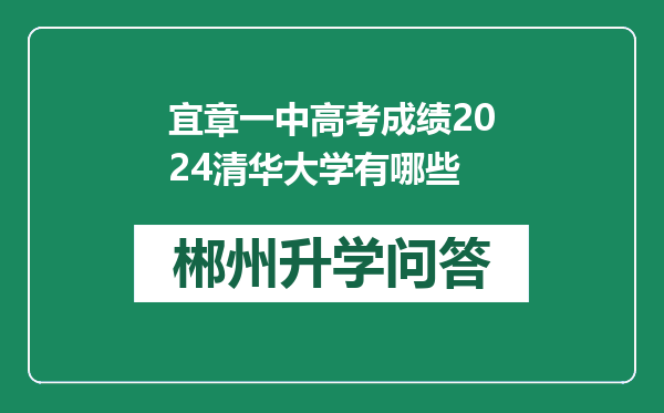 宜章一中高考成绩2024清华大学有哪些