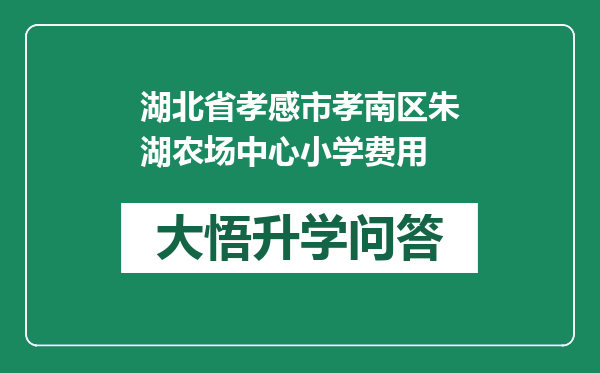 湖北省孝感市孝南区朱湖农场中心小学费用