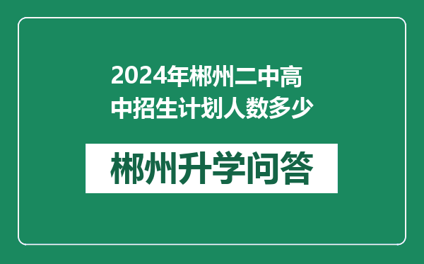 2024年郴州二中高中招生计划人数多少