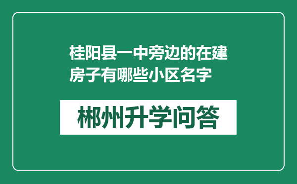 桂阳县一中旁边的在建房子有哪些小区名字