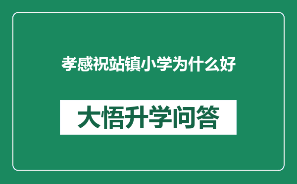 孝感祝站镇小学为什么好
