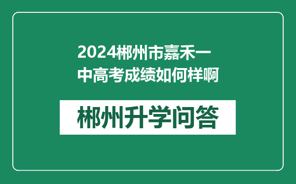 2024郴州市嘉禾一中高考成绩如何样啊