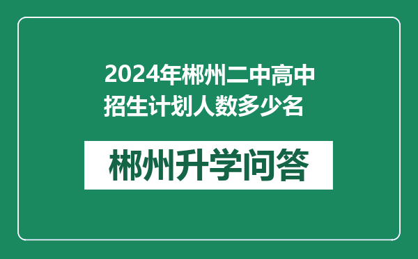 2024年郴州二中高中招生计划人数多少名