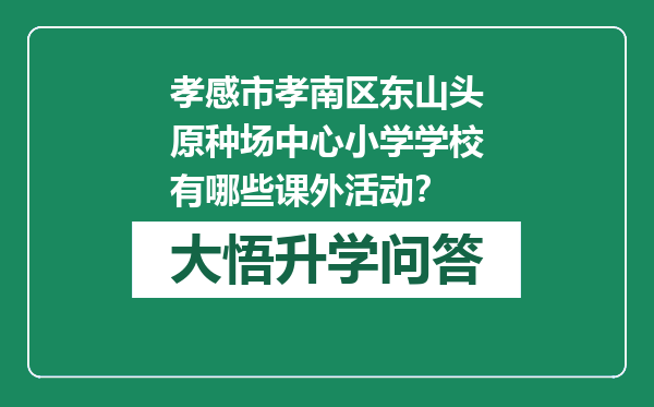 孝感市孝南区东山头原种场中心小学学校有哪些课外活动？